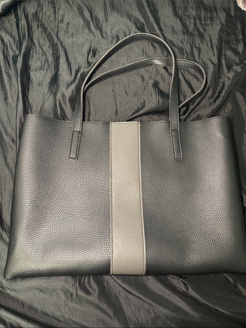 Vince Camuto Black Pebbled Leather Shoulder Tote Bag